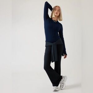 Athleta Harmony Pose Ribbed Pant Size S – Navy Blue Flare Lounge Yoga Pants